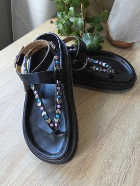 Isabel Marant ELLHAM Studded Thong Sandals with Multicolor Accents